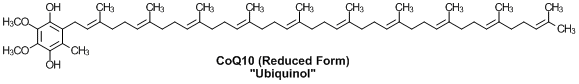 ubiquinol, coq10 structure, reduced coq10