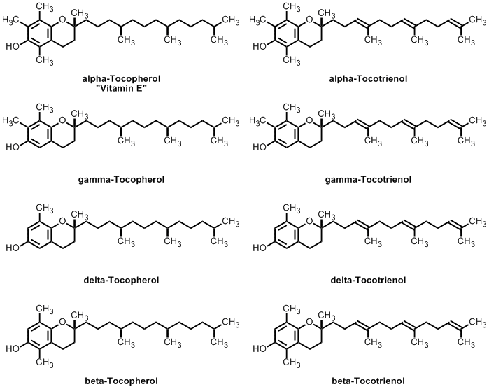 vitamin E structure, tocopherol, tocotrienol, what is vitamin e